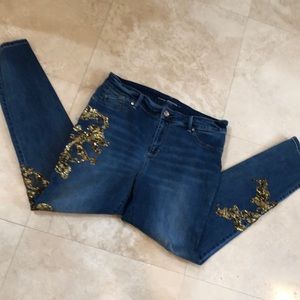 Chico’s Platinum Jeggings, sequins, sz 1.5